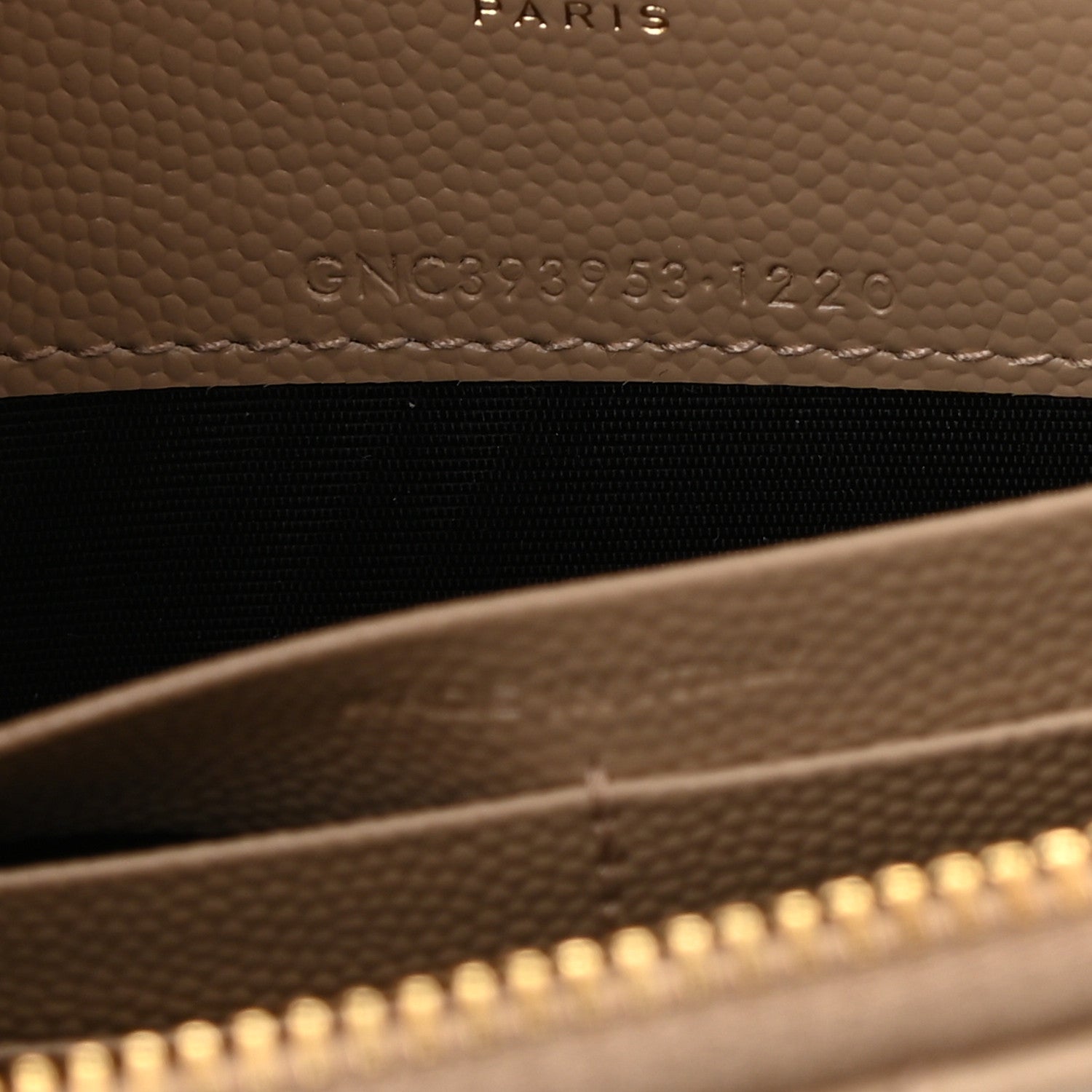 Saint Laurent Grain De Poudre Matelasse Chevron Monogram Envelope Chain Wallet Dark Beige 8 of 9