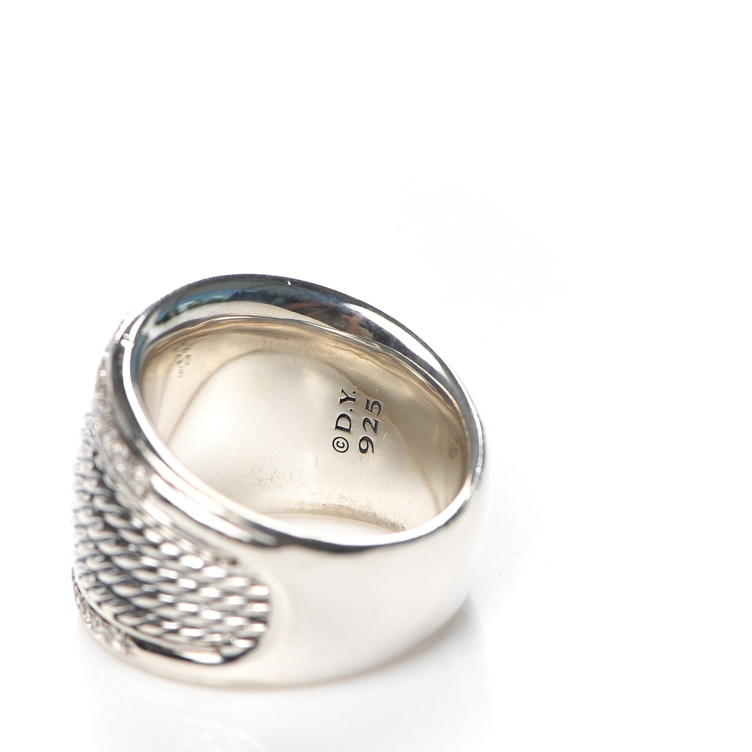 David Yurman Sterling Silver Diamond 17mm Cable Cigar Band Ring 51 5.75 4 of 4