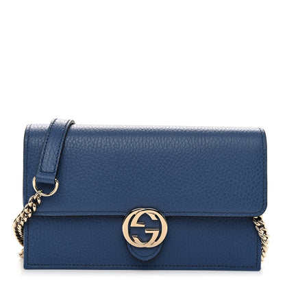 Gucci Dollar Calfskin Interlocking G Chain Wallet Caspian 1 of 9
