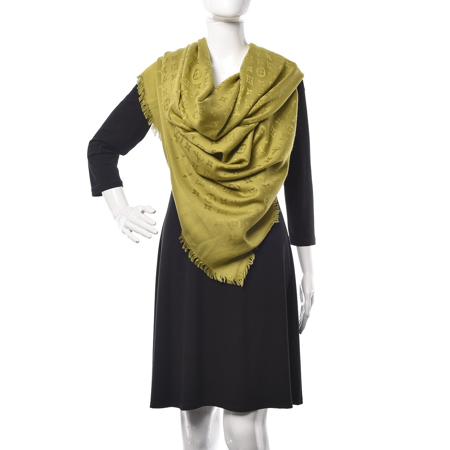 Louis Vuitton Wool Silk Monogram Shawl Green 2 of 4