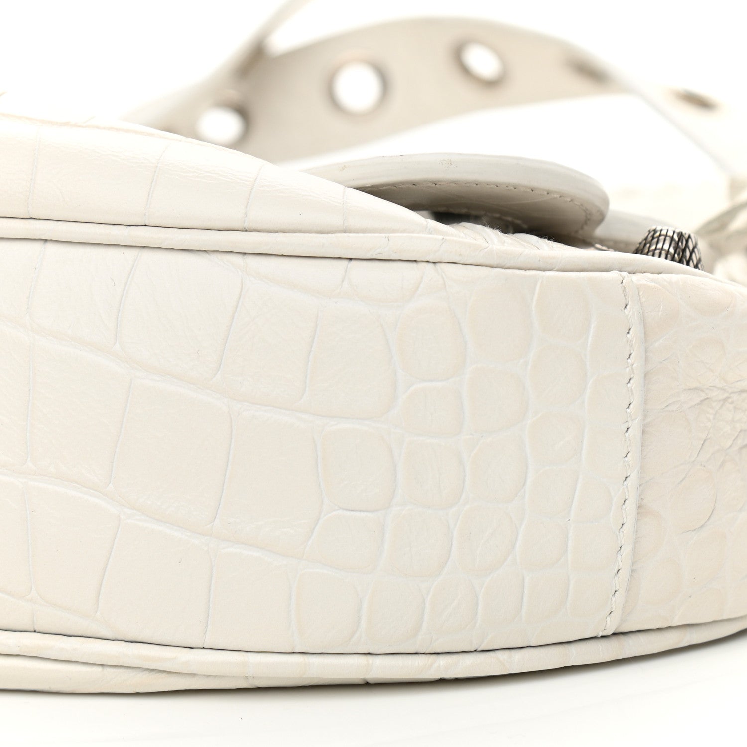 Balenciaga Extra Supple Calfskin Crocodile Embossed Le Cagole Shoulder Bag XS White 10 of 10