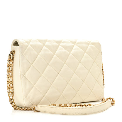 Chanel Shiny Caviar Quilted Small Chain Melody Flap White 3 of 10