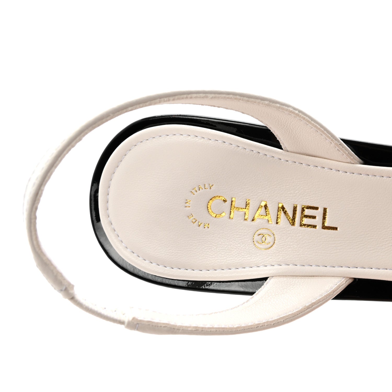 Chanel Lambskin Patent Calfskin Cap Toe CC Apple Slingback Pumps 38 White Black 8 of 10