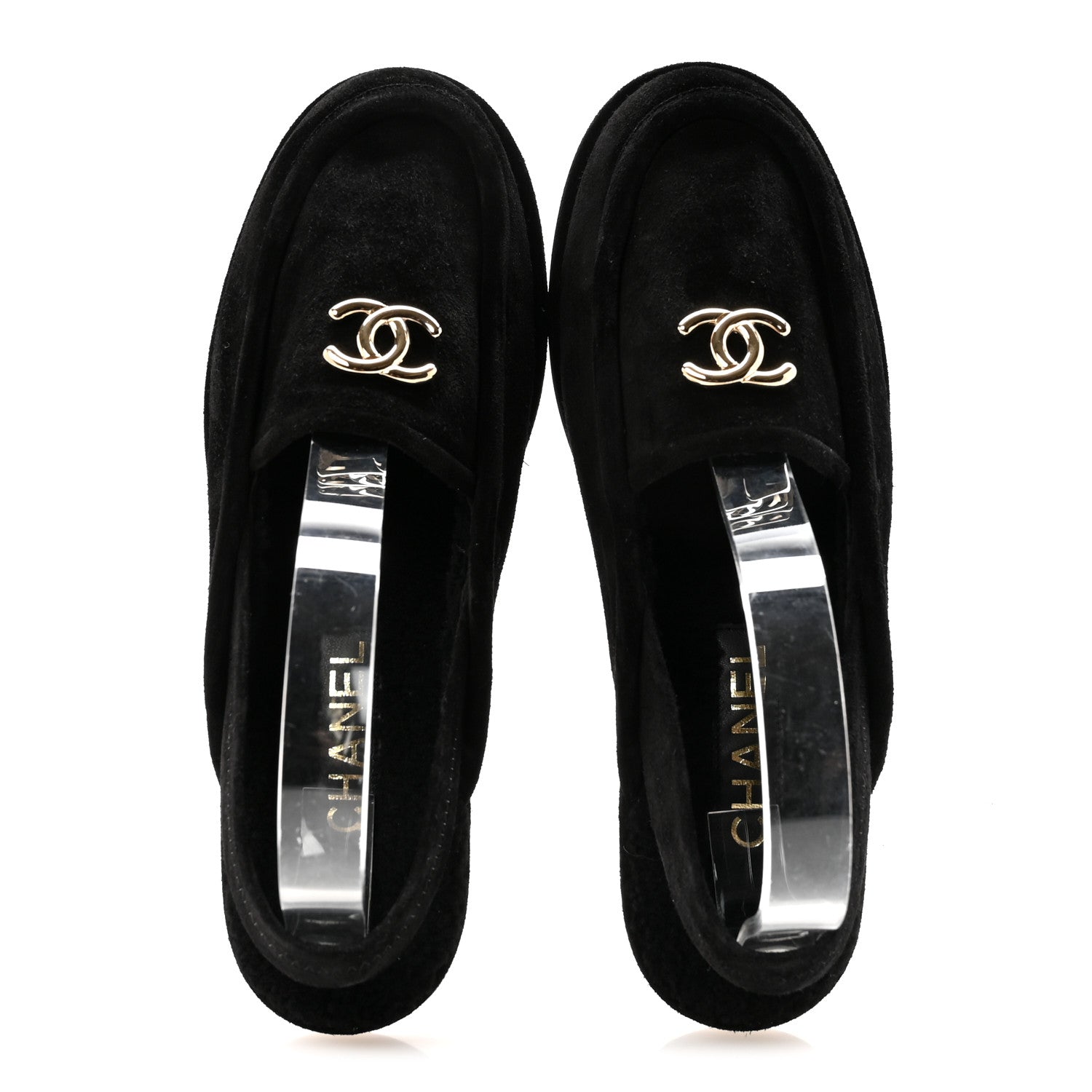 Chanel Suede Calfskin CC Slingback Loafers 39 Black 2 of 9