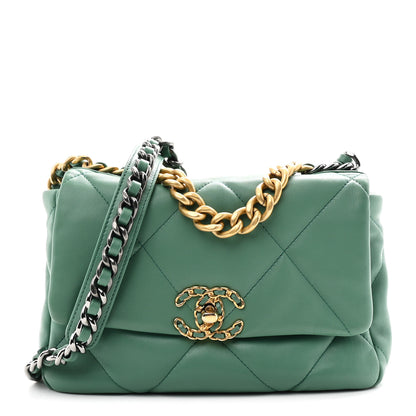 Chanel Lambskin Quilted Medium Chanel 19 Flap Green 1 of 10