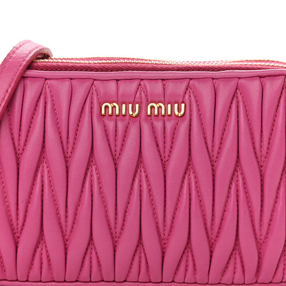 Miu Miu Nappa Matelasse Double Zip Chain Shoulder Bag Loto 10 of 11