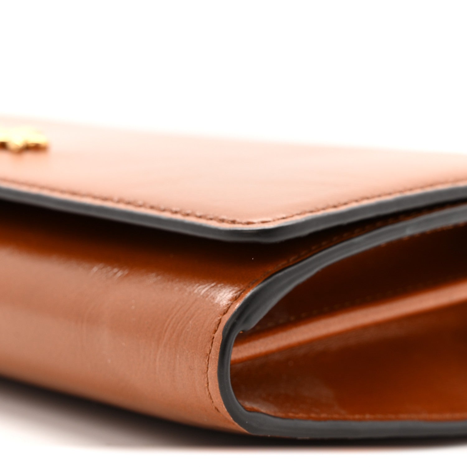 Chloe Calfskin Iconic Flap Wallet On Chain Clay Brown 10 of 16