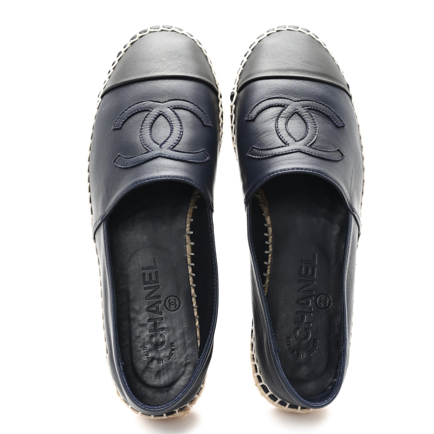 Chanel Lambskin CC Espadrilles 37 Navy Blue Gray 2 of 10