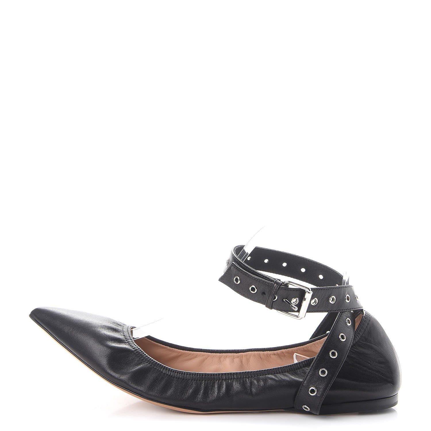 Valentino Garavani Lambskin Love Latch Ankle Wrap Flats 41 Nero Black 1 of 11