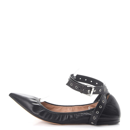 Valentino Garavani Lambskin Love Latch Ankle Wrap Flats 41 Nero Black 1 of 11