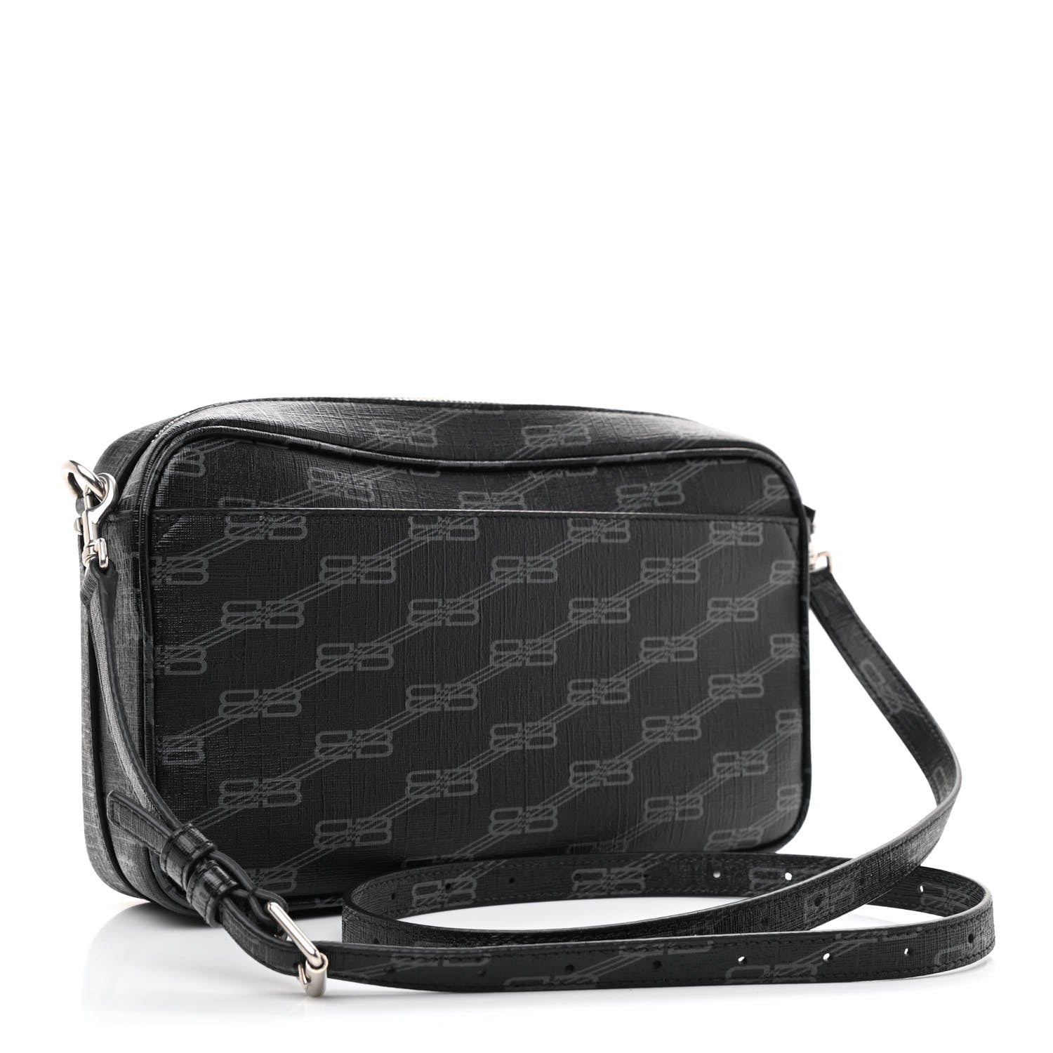 Balenciaga Coated Canvas BB Monogram Medium Signature Camera Bag Black Grey 3 of 8