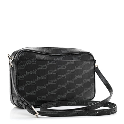 Balenciaga Coated Canvas BB Monogram Medium Signature Camera Bag Black Grey 3 of 8