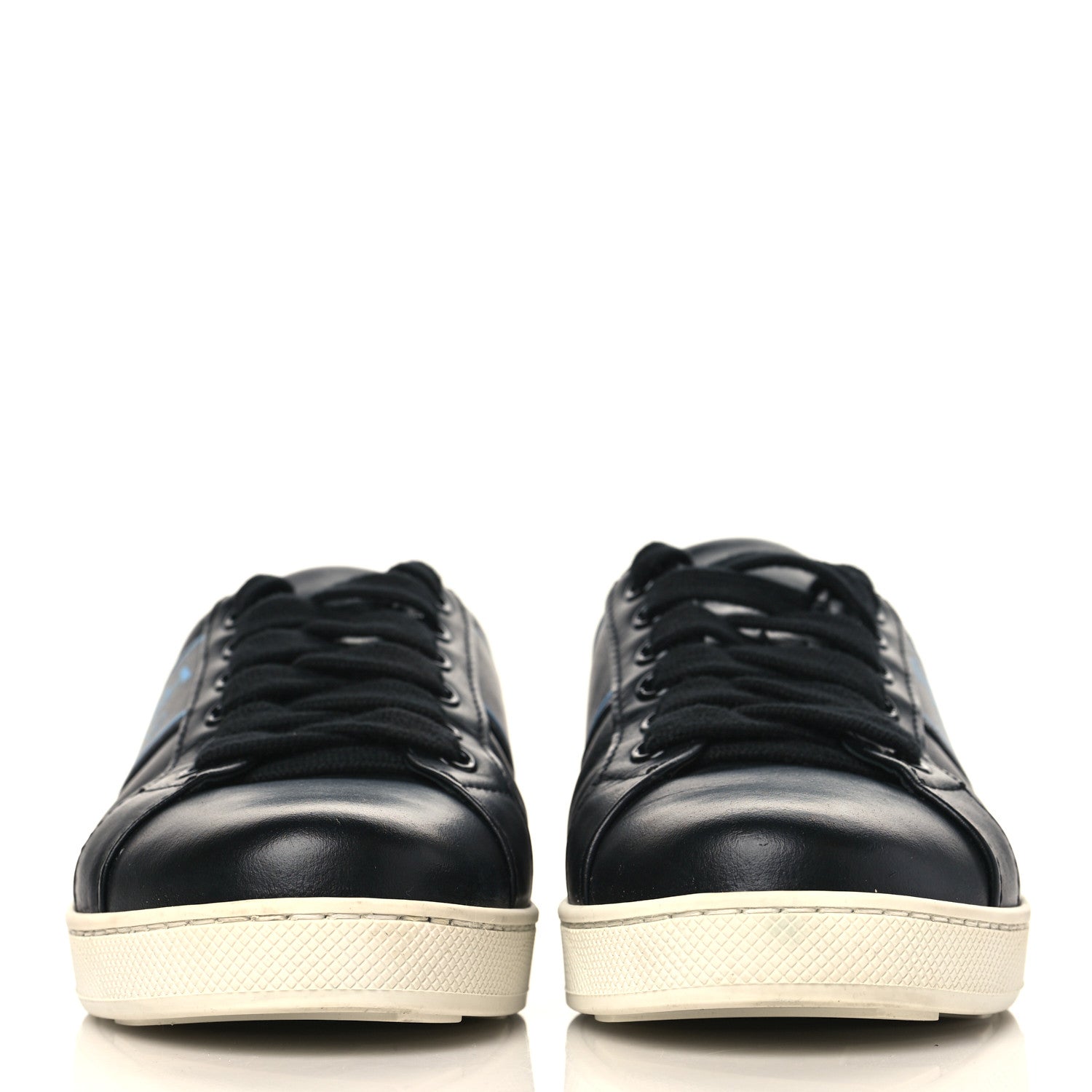 Prada Calfskin Low Top Sneakers 36 Black Blue 1 of 7