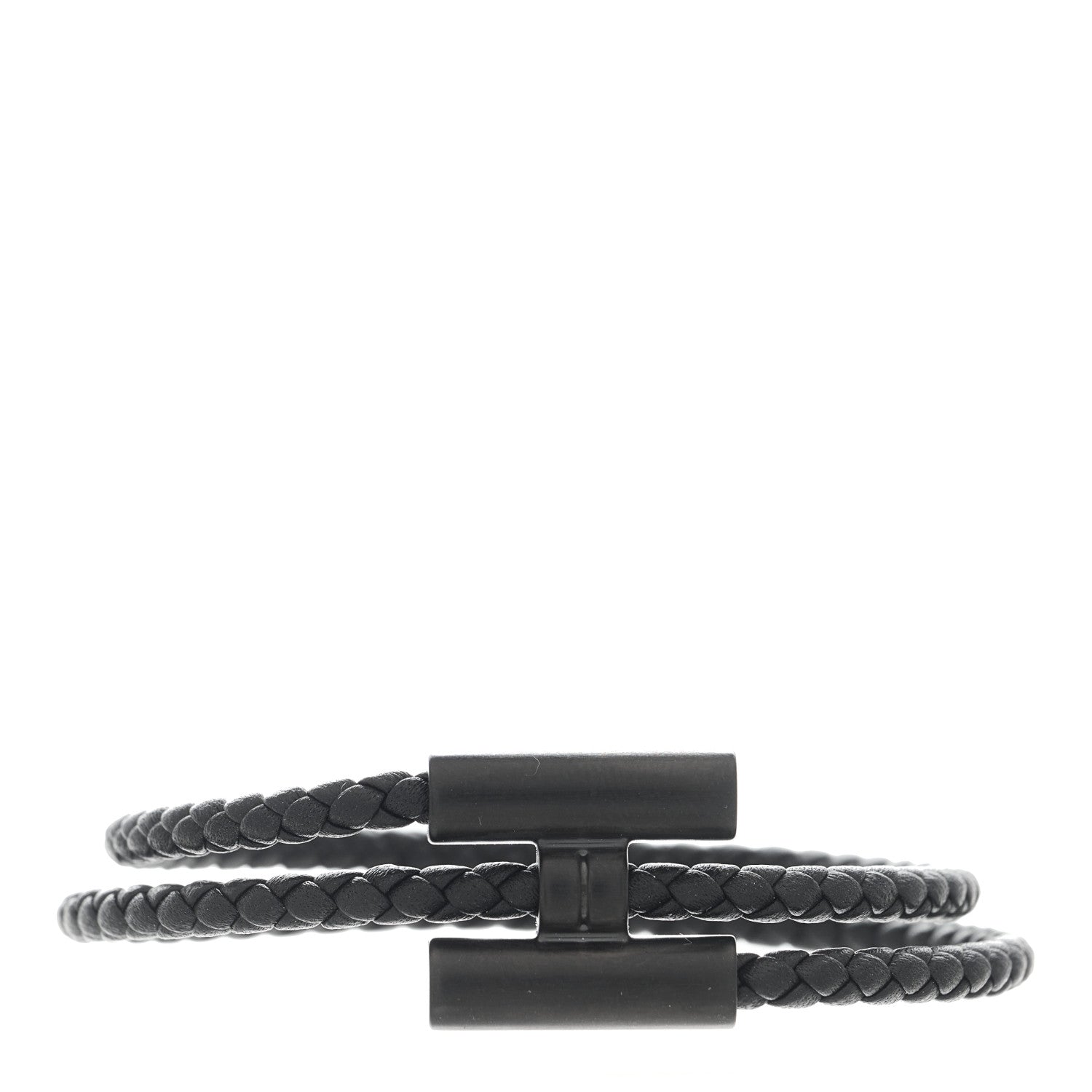 Hermes Swift Double Wrap Cord Tournis Tresse Bracelet Black 1 of 5