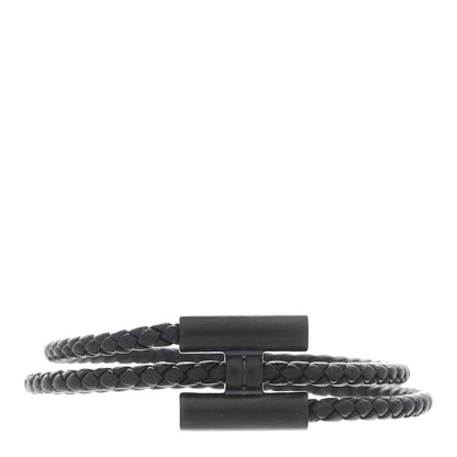 Hermes Swift Double Wrap Cord Tournis Tresse Bracelet Black 1 of 5