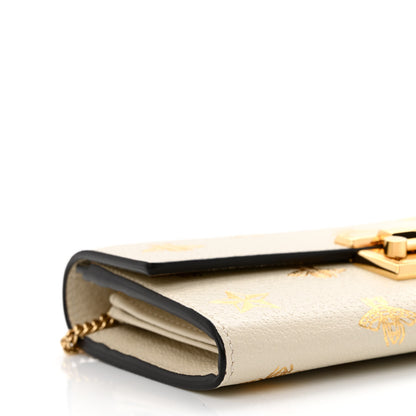 Gucci Grained Calfskin Bee Star Continental Chain Wallet White 9 of 11