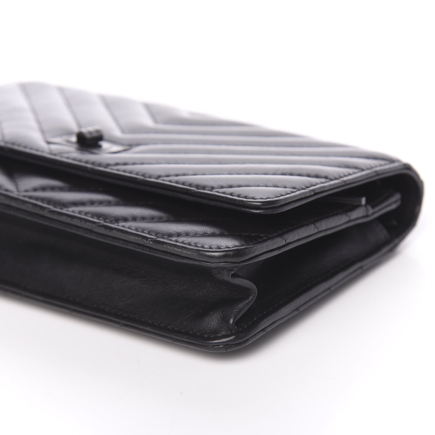 Chanel Aged Calfskin Chevron Quilted Reissue Wallet On Chain WOC So Black 10 of 14