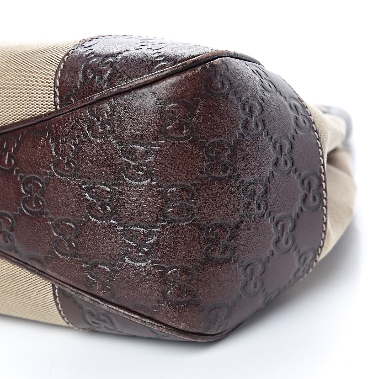 Canvas Guccissima Wooden Handle Shoulder Bag Brown