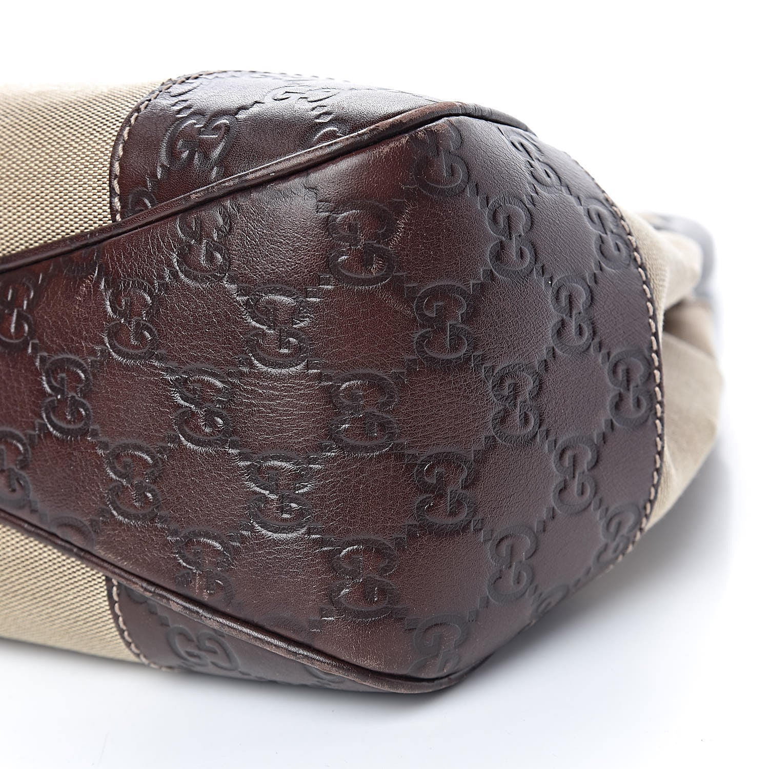 Gucci Canvas Guccissima Wooden Handle Shoulder Bag Brown 10 of 12