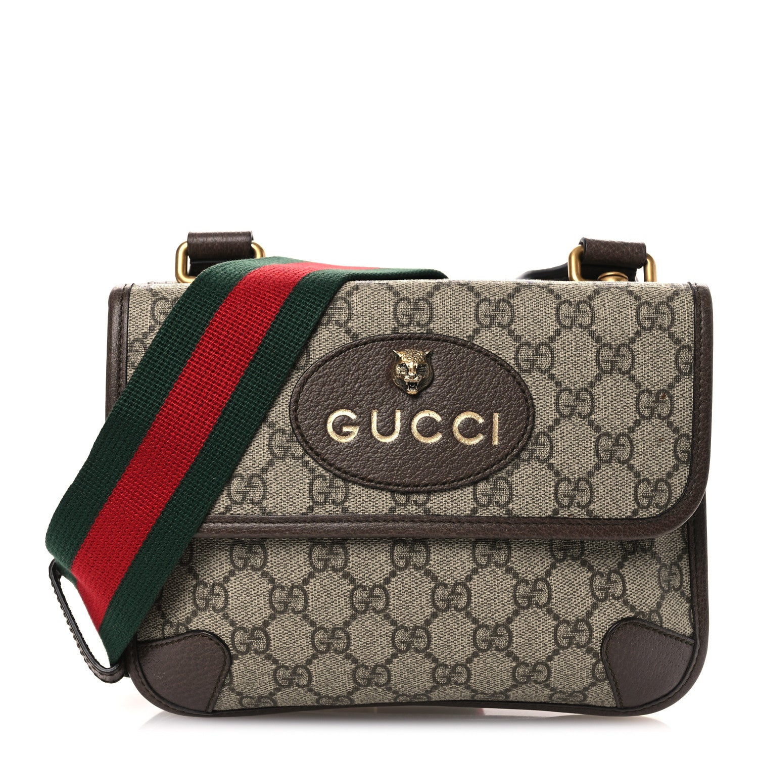 Gucci GG Supreme Monogram Web Small Neo Vintage Double Flap Messenger Bag Beige New Acero 1 of 12
