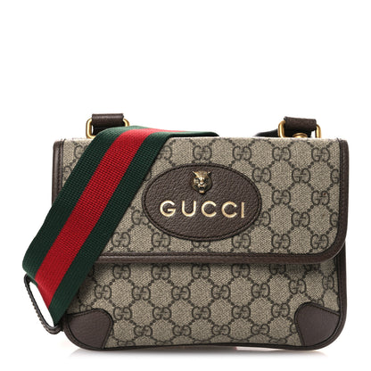 Gucci GG Supreme Monogram Web Small Neo Vintage Double Flap Messenger Bag Beige New Acero 1 of 12