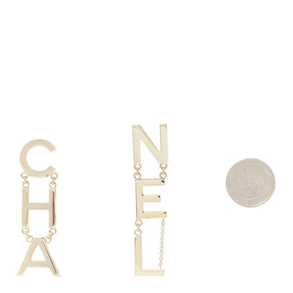 Chanel Metal Cha-Nel Logo Drop Earrings Gold 2 of 4
