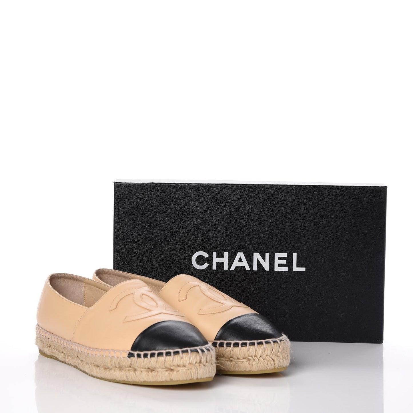 Lambskin CC Espadrilles 38 Beige Black