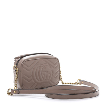Gucci Calfskin Matelasse Mini GG Marmont Chain Shoulder Bag Porcelain Rose 3 of 11
