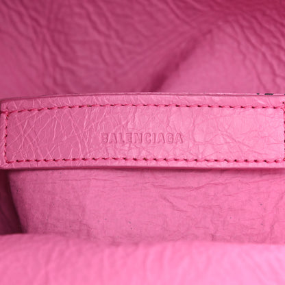 Balenciaga Agneau Arena Allover Logo M Supermarket Shopper Rose Bonbon Black 5 of 9