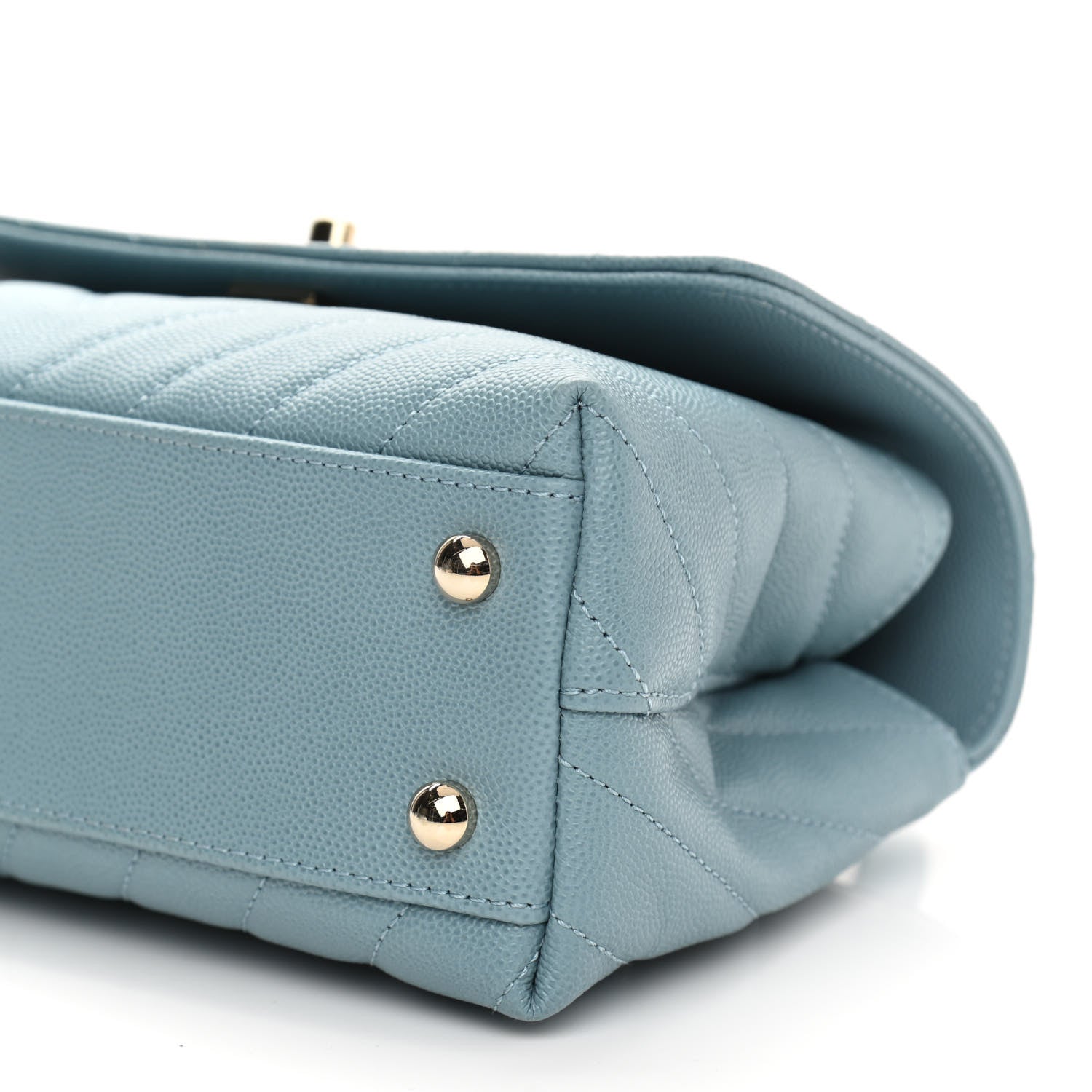 Chanel Caviar Chevron Quilted Mini Coco Handle Flap Sky Blue 9 of 9