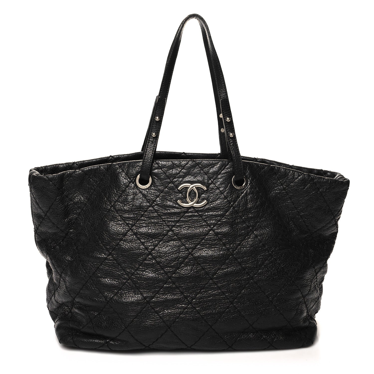Chanel Glazed Calfskin Large On The Road Tote Black 1 of 14