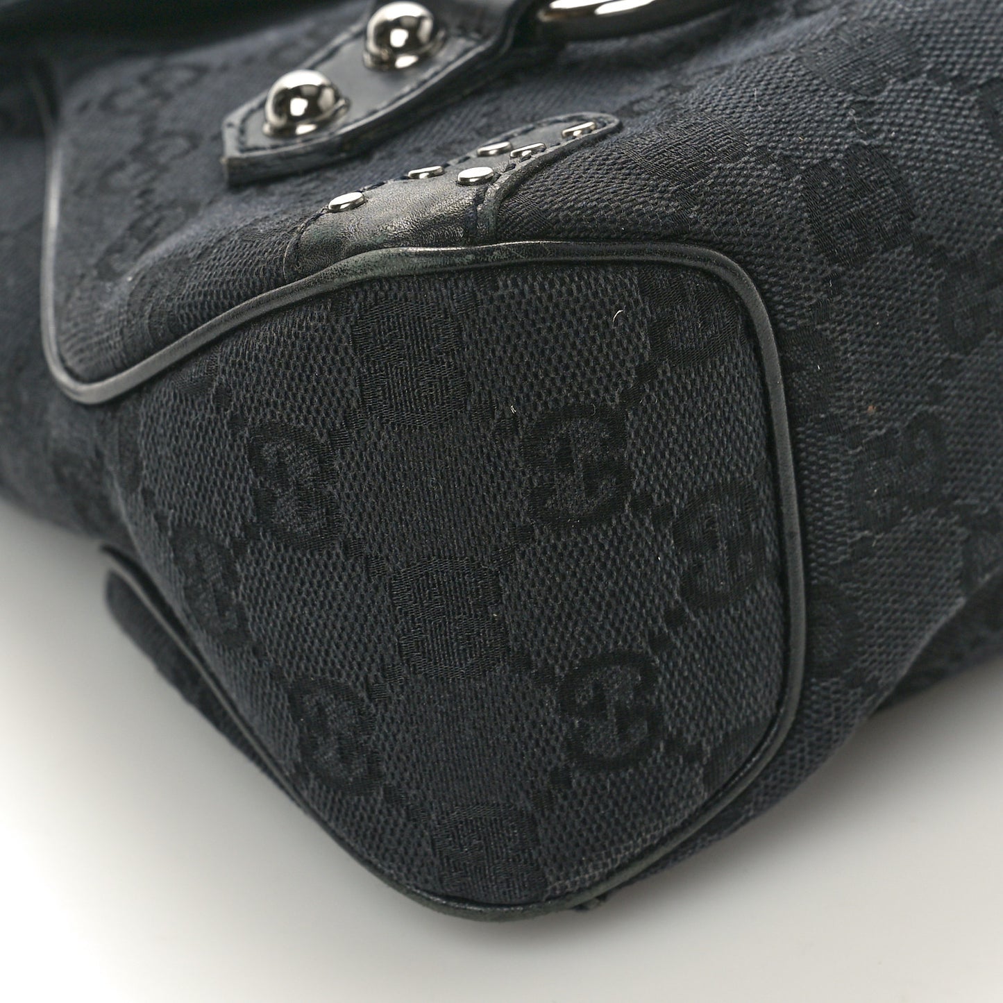 Monogram Horsebit Chain Studded Flap Shoulder Bag Black