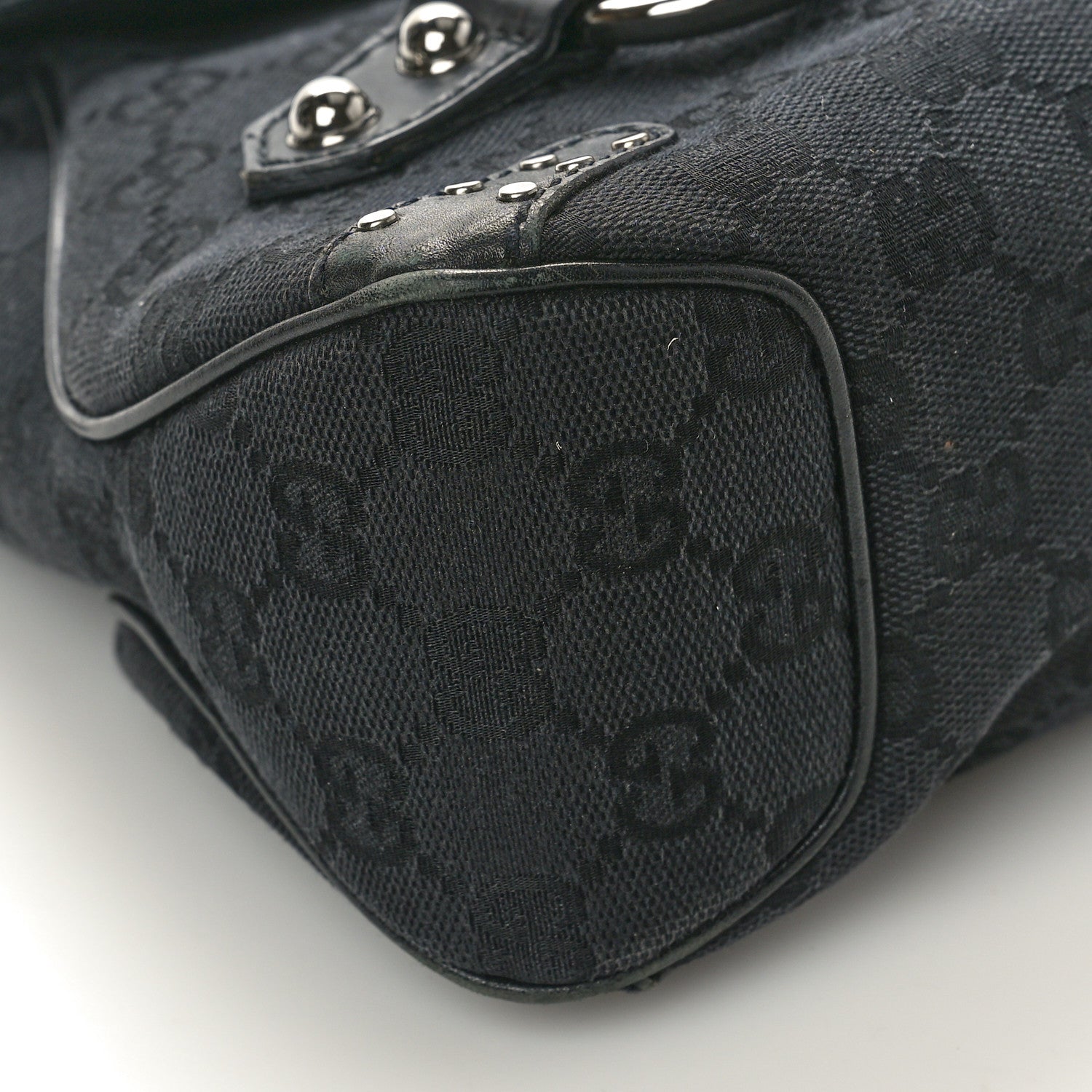 Gucci Monogram Horsebit Chain Studded Flap Shoulder Bag Black 9 of 16