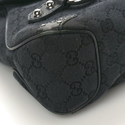 Gucci Monogram Horsebit Chain Studded Flap Shoulder Bag Black 9 of 16