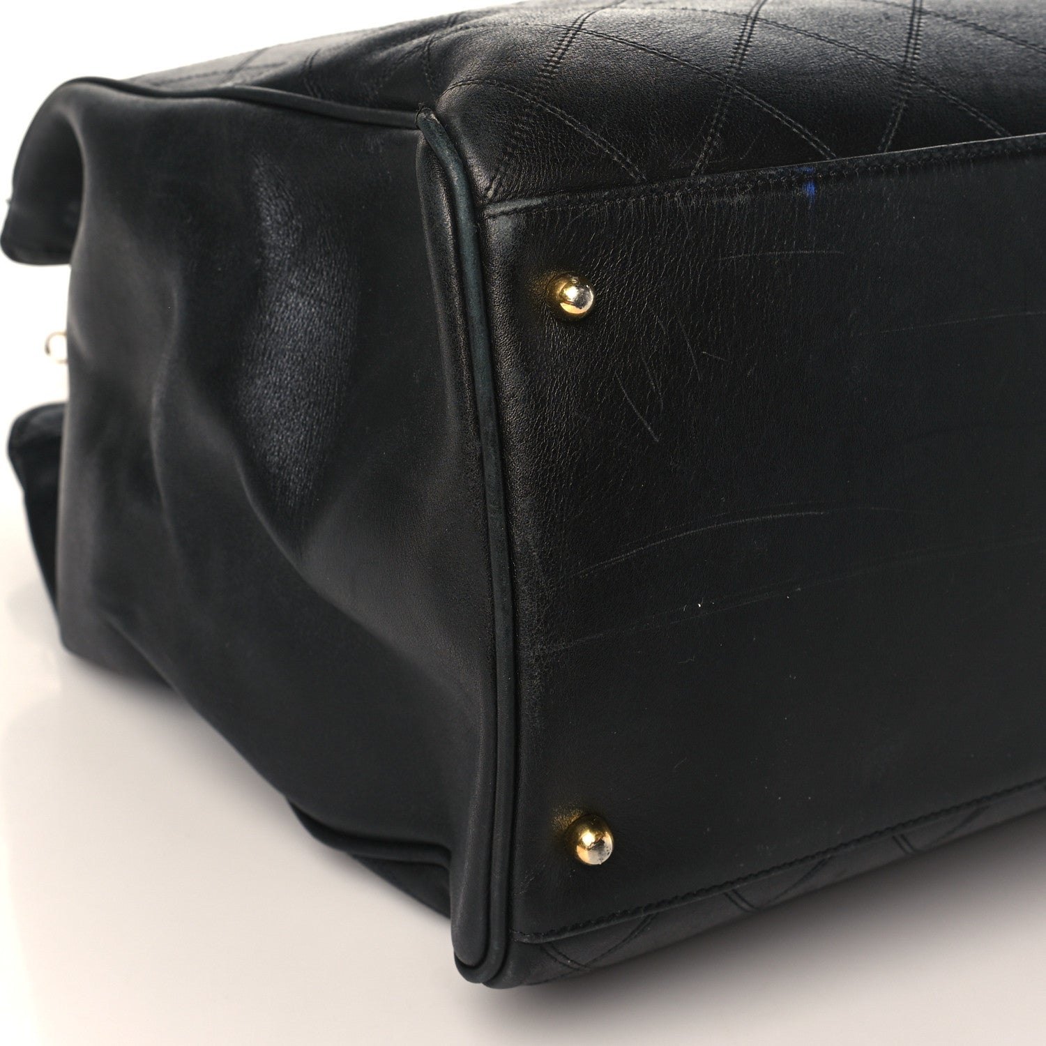 Chanel Calfskin Stitched XL Weekender Black 8 of 10