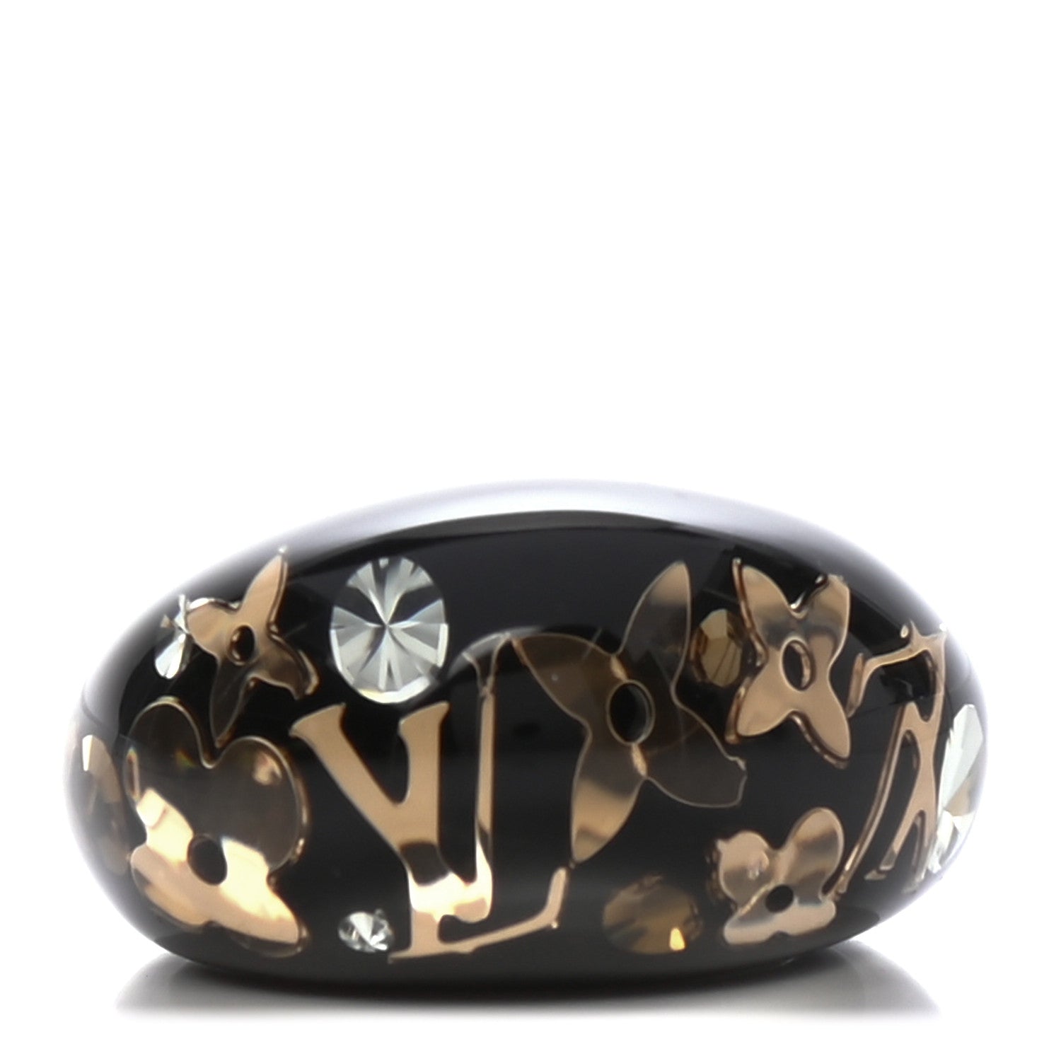 Louis Vuitton Resin Swarovski Crystal Inclusion Ring M Black 1 of 4