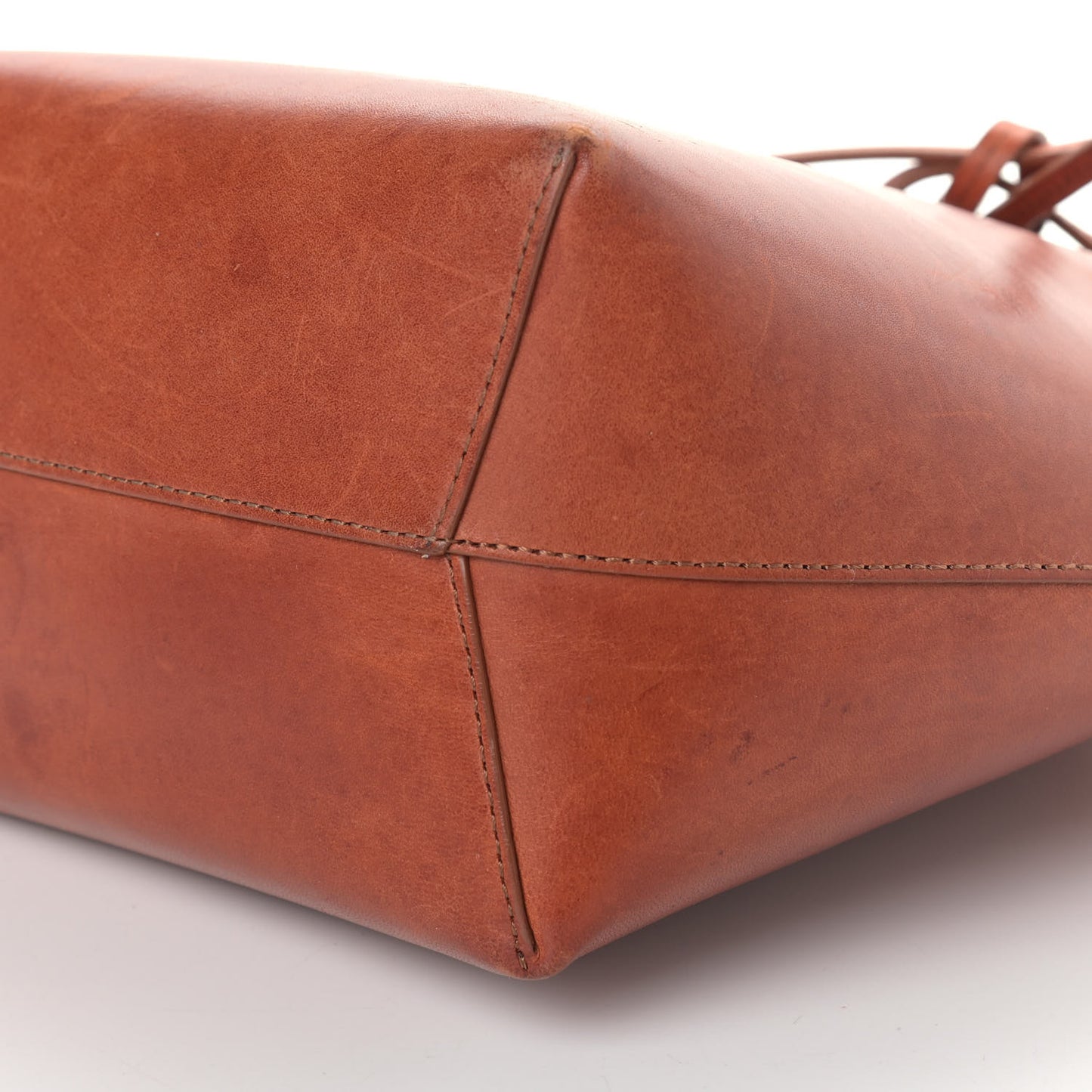 Vegetable Tanned Calfskin Mini Bucket Bag Brandy Natural