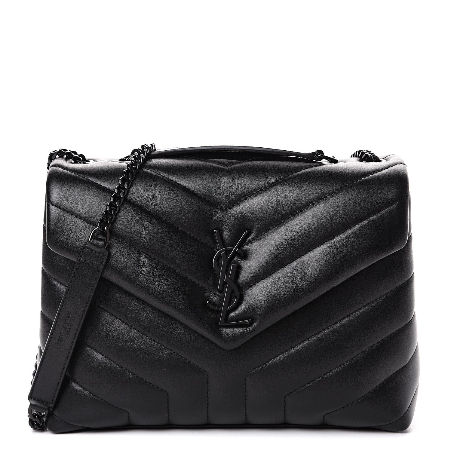 Saint Laurent Calfskin Y Quilted Monogram Small Loulou Chain Satchel Black 1 of 9