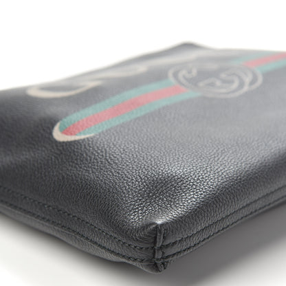 Gucci Pebbled Calfskin Medium Logo Portfolio Clutch Black 7 of 8