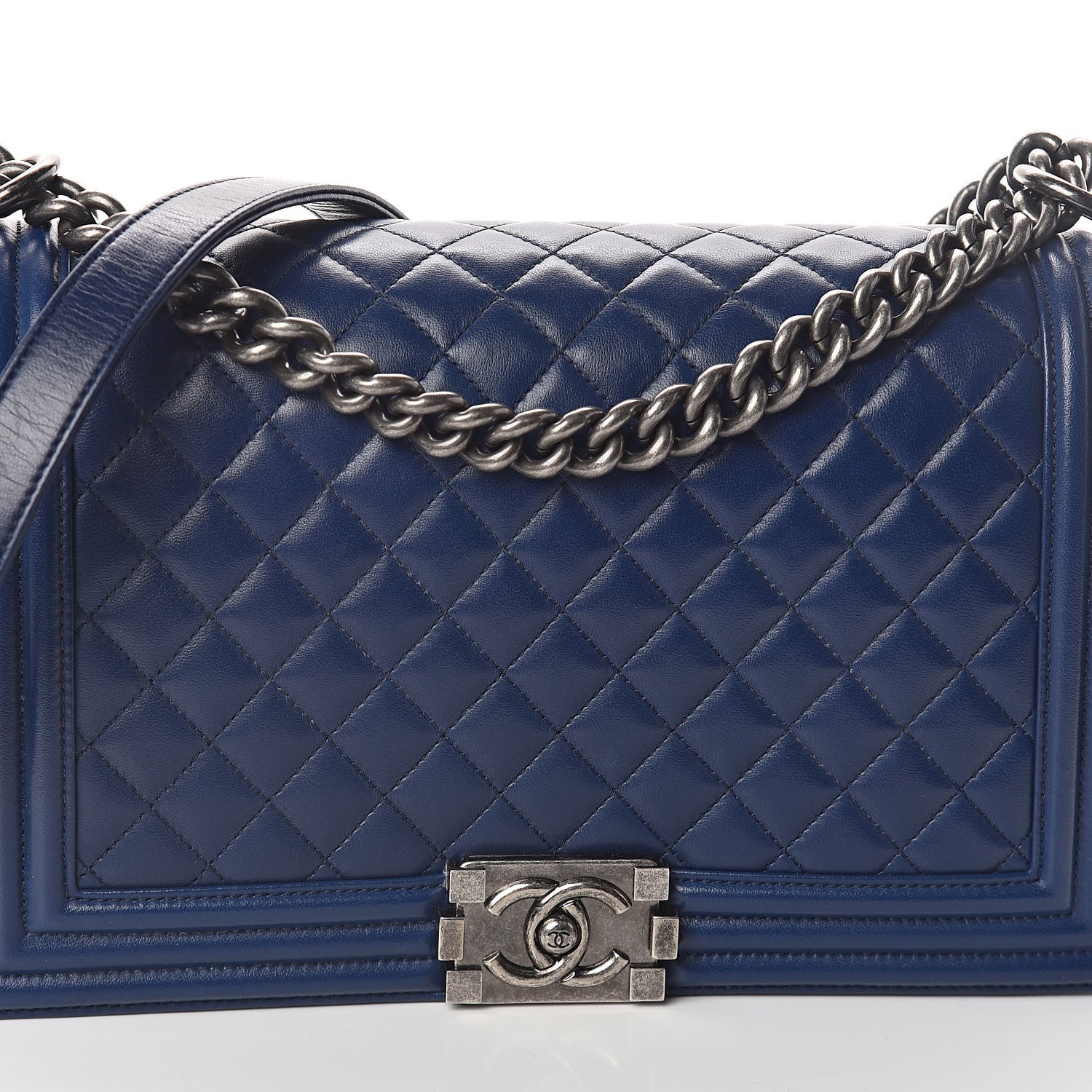 Chanel Lambskin Quilted New Medium Boy Flap Dark Blue 9 of 12