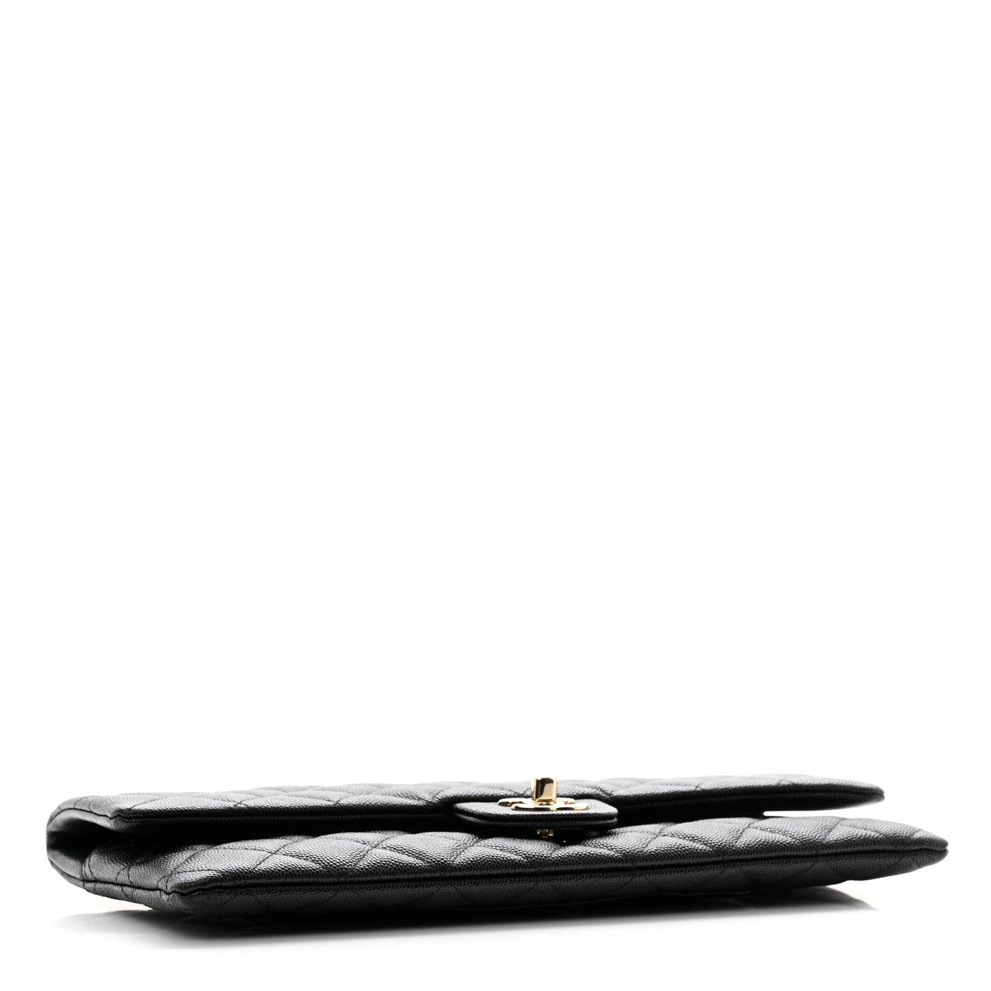 Caviar Quilted Flap Clutch Black