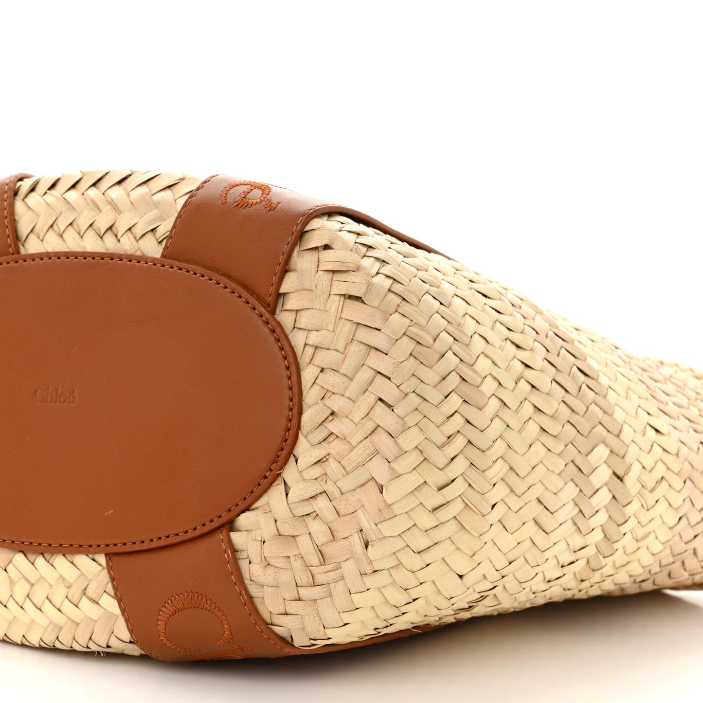 Raffia Smooth Calfskin Medium Sense Basket Caramel