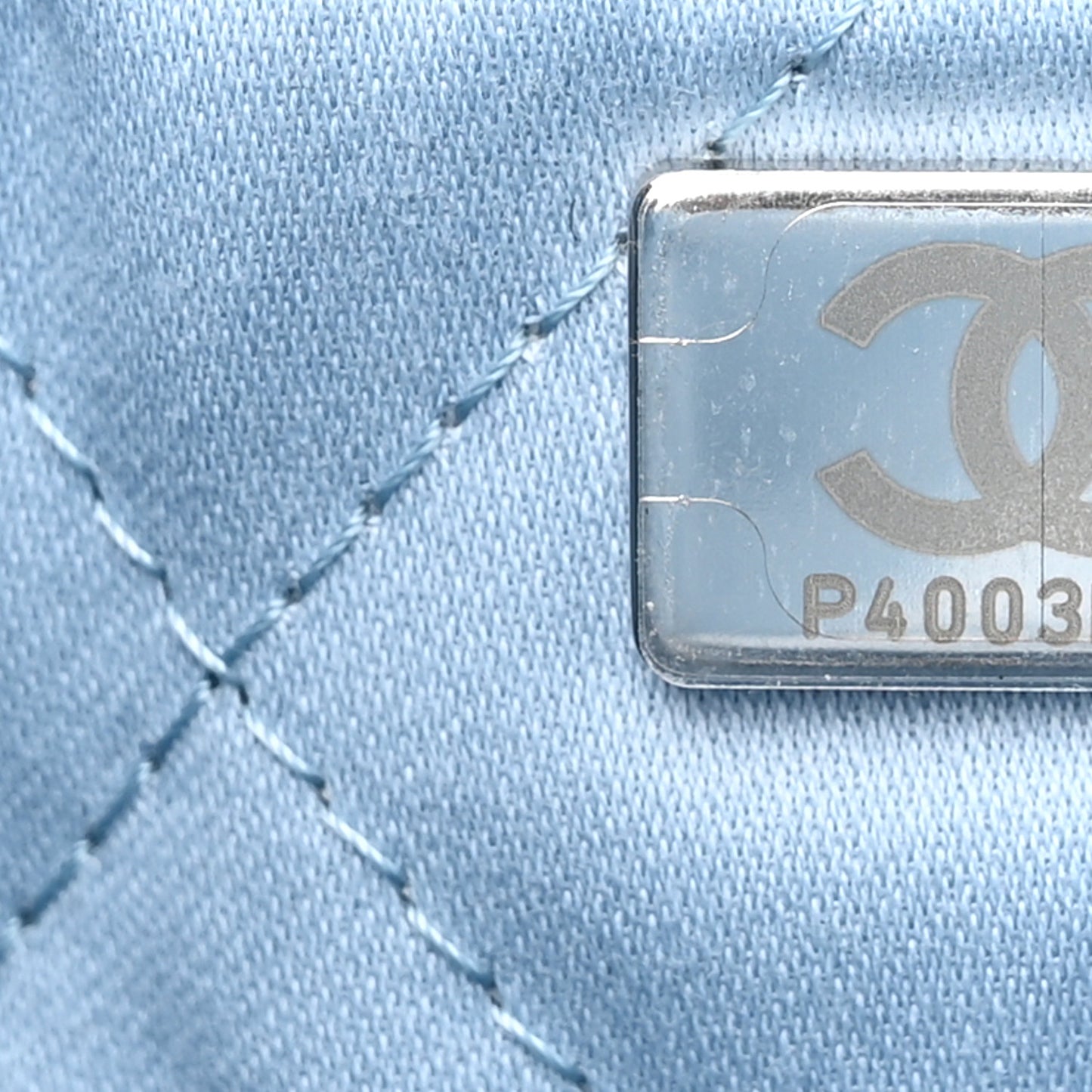 Shiny Calfskin Quilted Mini Chanel 22 Light Blue