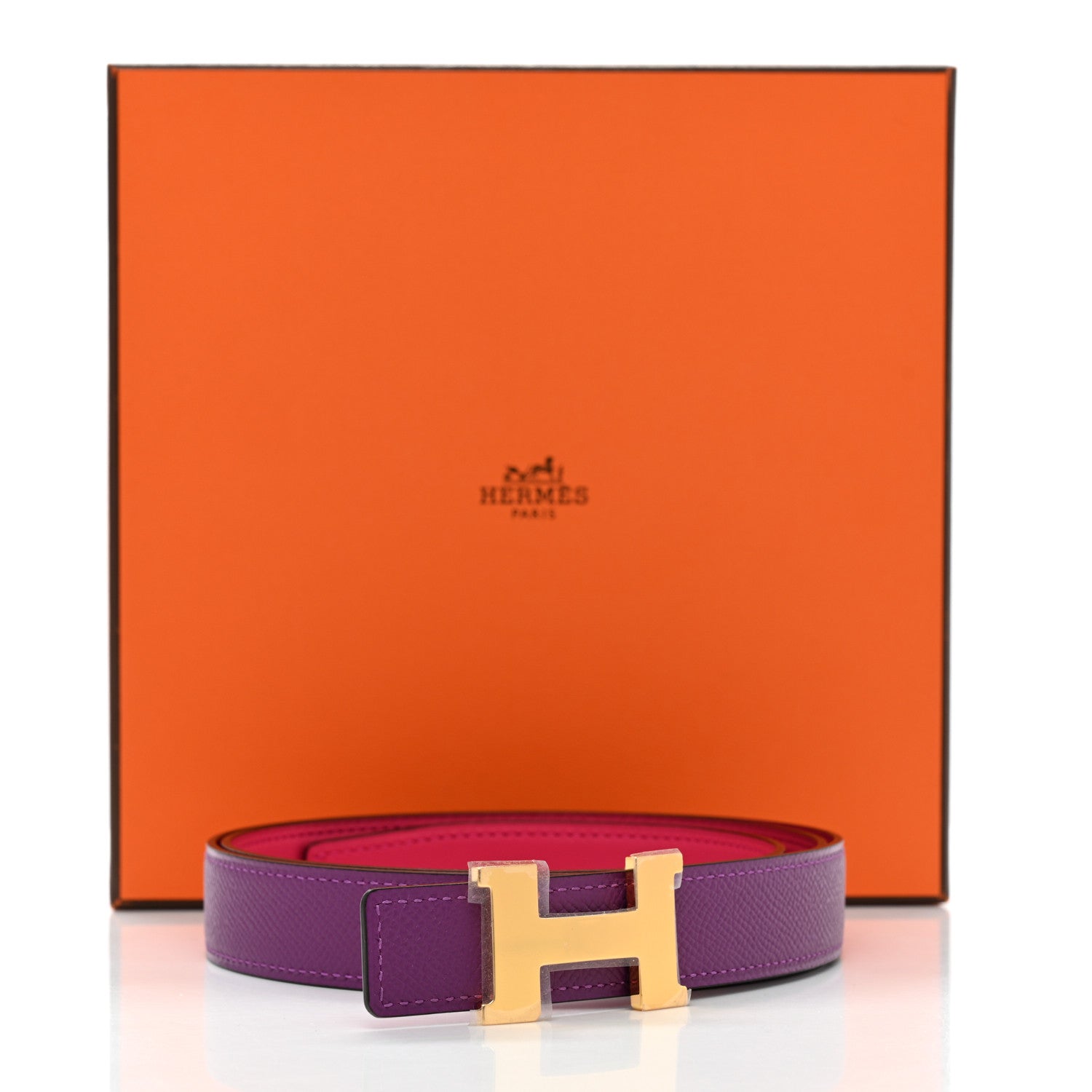 Hermes Epsom Swift 32mm H Belt 90/36 Rose Mexico Anemone 8 of 8