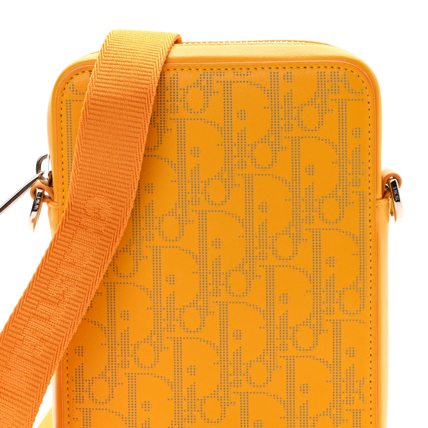 Calfskin Oblique Galaxy Perforated World Tour Messenger Pouch Yellow