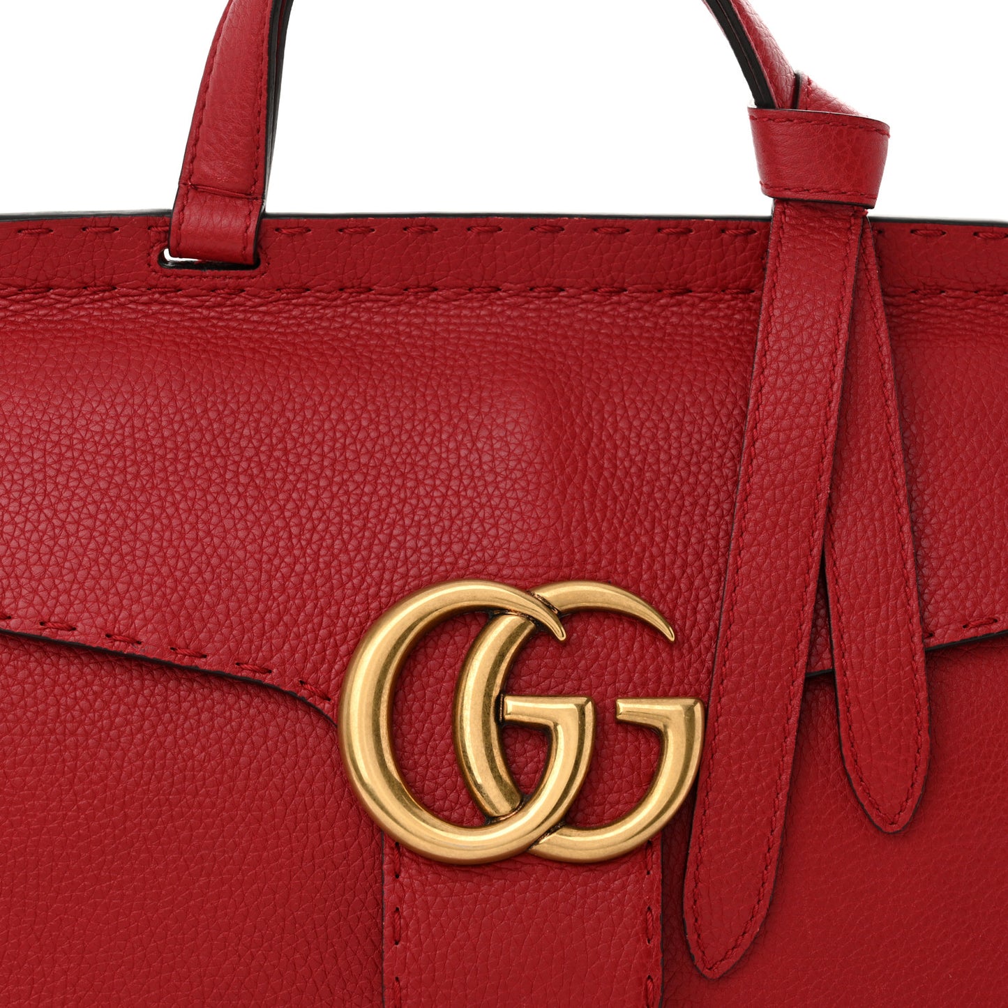 Calfskin Small GG Marmont Top Handle Bag Vulcanic Red