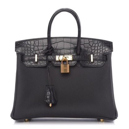 Hermes Togo Matte Alligator Birkin Touch 25 Black 1 of 32