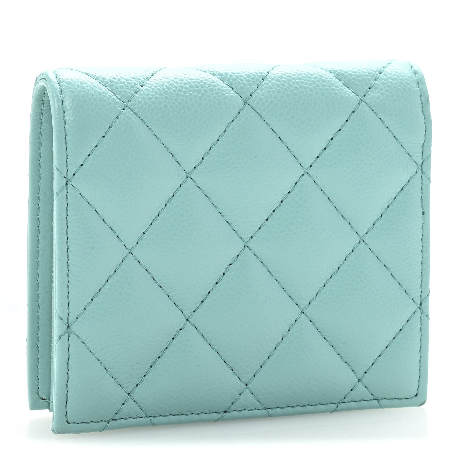 Chanel Caviar Quilted Compact Bifold Wallet Light Blue 3 of 11