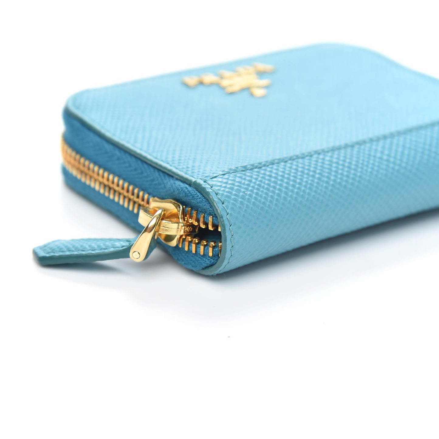 Saffiano Metal Zip Coin Purse Turchese