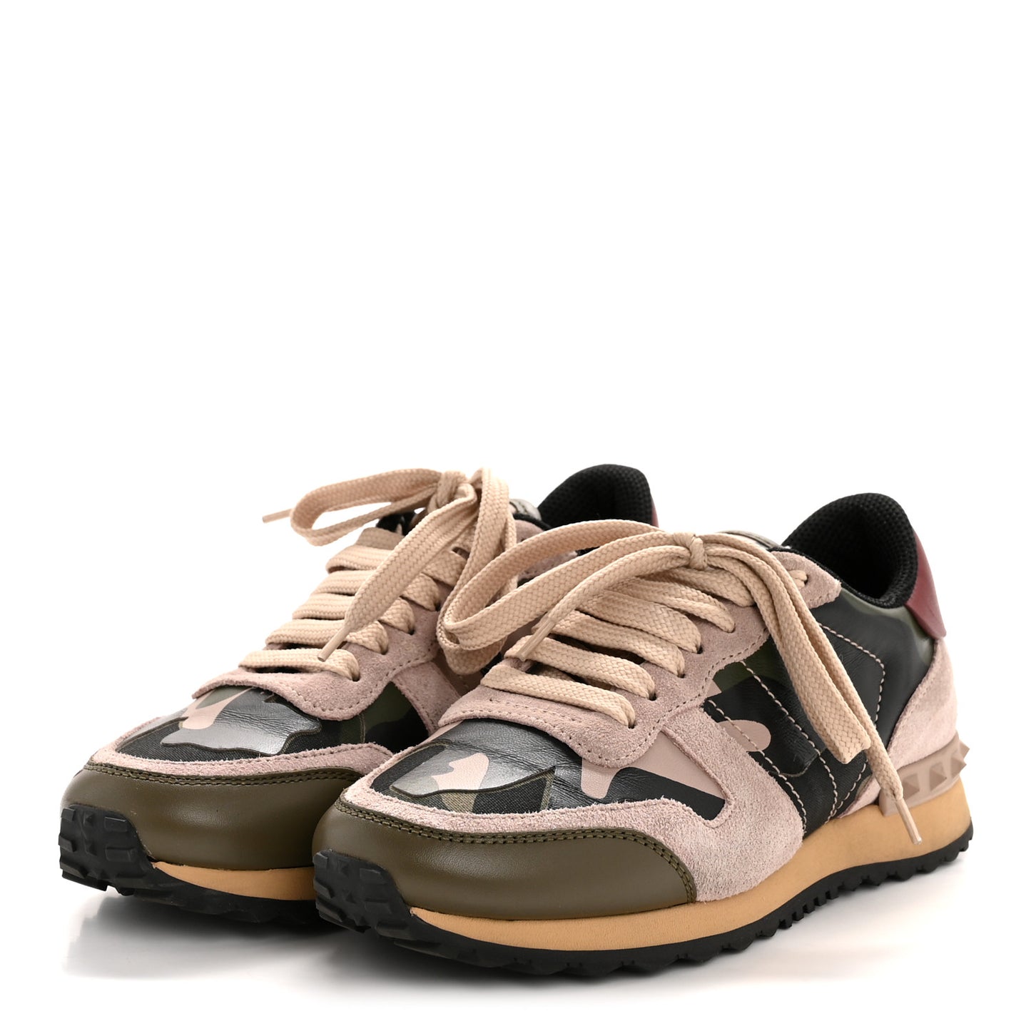Nappa Suede Camouflage Womens Rockrunner Sneakers 35.5 Army Green